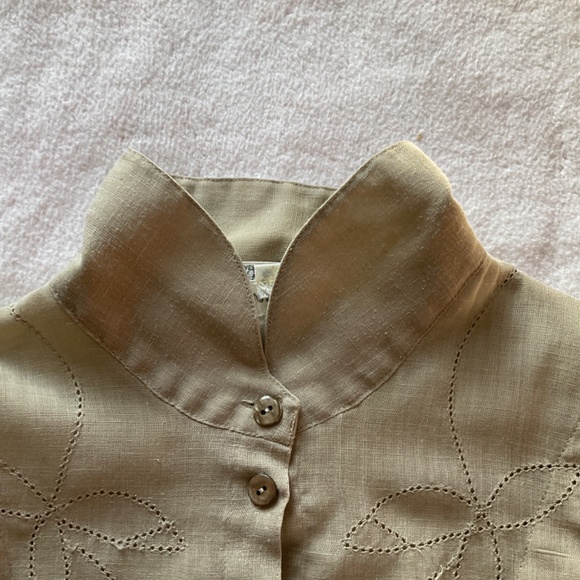 Brown Short sleeved linen Susan Van Heusen blouse - Picture 4 of 9